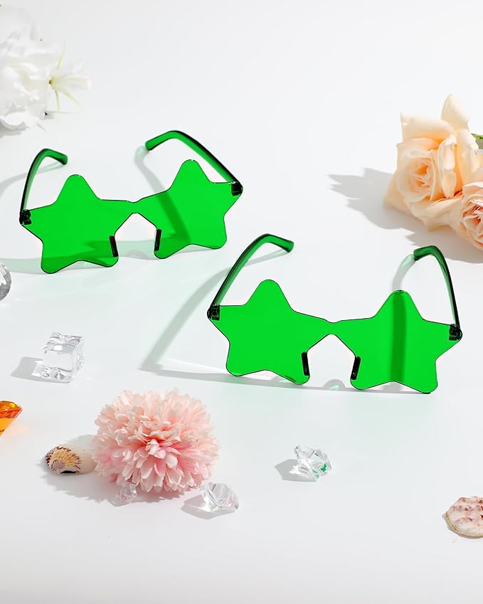 20 Pairs Rimless Star Sunglasses Bulk Transparent Candy Color Star Glasses for Women Men Party Favors