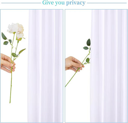 10 Panels White Backdrop Curtain for Parties Wedding Wrinkle Free White Photo Curtains Backdrops Drapes Fabric Decoration for Baby Shower Birthday Party 50ft(W) x 10ft(H)