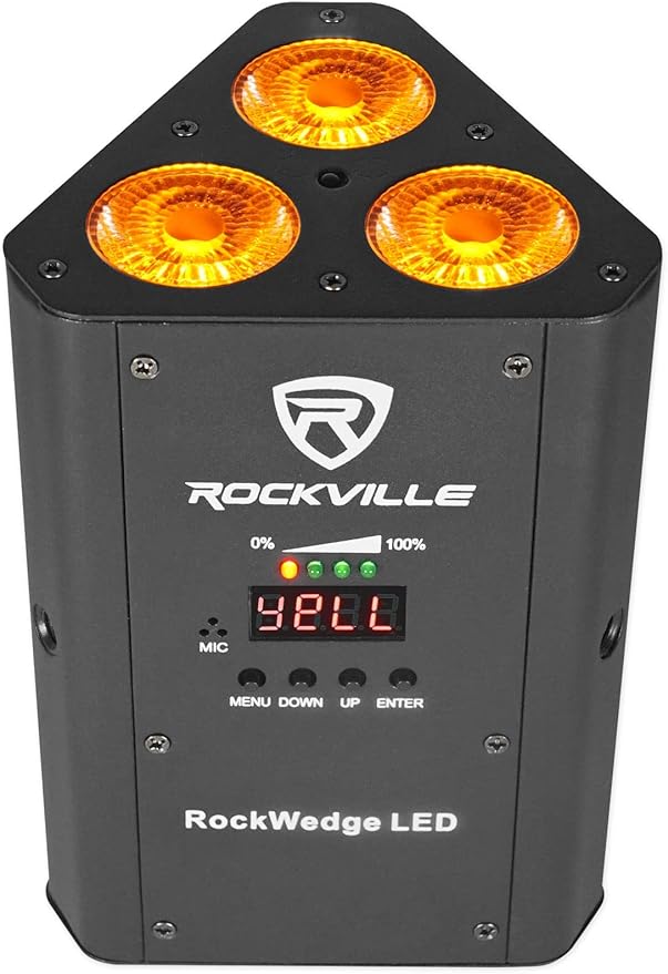 Rockville RockWedge LED 54W RGBWA+UV Battery Powered Par Light, Wireless DMX, Rechargeable, Compact Design, for DJs and Events