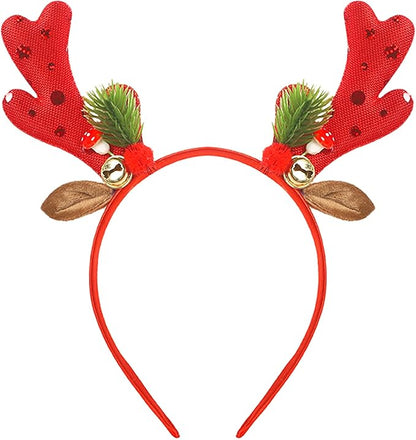 Christmas Headband - Glitter Christmas Headbands for Women - Red Sequin Reindeer Antlers Headband for Winter Party Decorations - Dress Accessories - Cosplay Costume