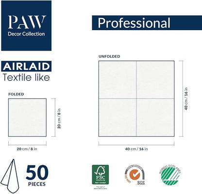 PAW - 50 Pieces Airlaid Paper Linen-Feel Napkins 16" x 16", Monocolor Disposable Cloth-Like Napkins, Elegant Gold Dinner Napkins for Kitchen, Party, Wedding, Gatherings, Christmas