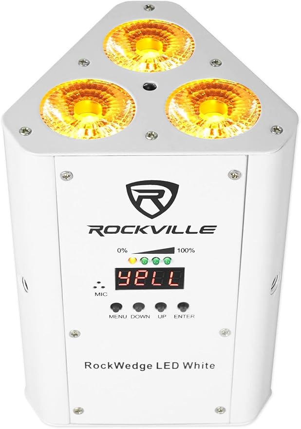 Rockville RockWedge LED 54W RGBWA+UV Rechargeable Wireless DMX Par Light, Battery-Powered, Remote Included, 16.7M Colors, Perfect for DJs and Event Lighting