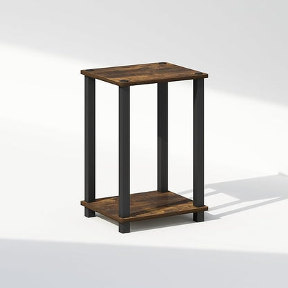 Furinno Simplistic Night Stand, 2-Tier Small Nightstand with Open Shelf, Toolless Assembly Bedside Table, End Table, Side Table, for Bedroom, Living Room, Amber Pine