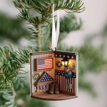 Custom Veteran Ornament, Personalized Military Christmas Tree Decorations, Patriotic Christmas Ornaments, Memorial Gifts for Veterans and Soldiers