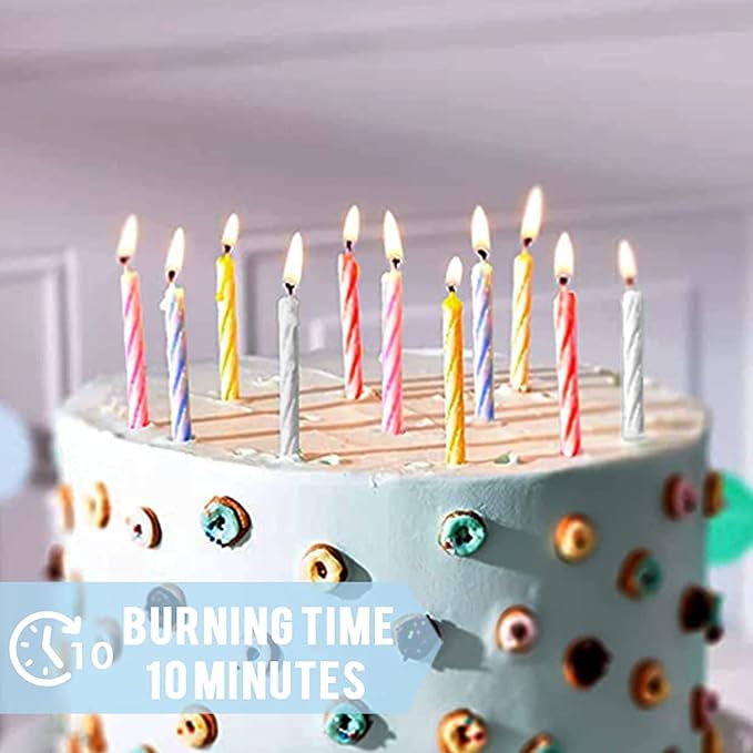 Cwise - 140 Count Birthday Candles - Spiral Candles for Cake or Cupcake - Celebration Candles - Mega Pack for Cakes - Colorful Birthday Candles