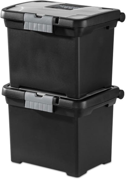 Sterilite Portable Lockable File Box Organizer with Handle and Clear Lid (12 Pack)