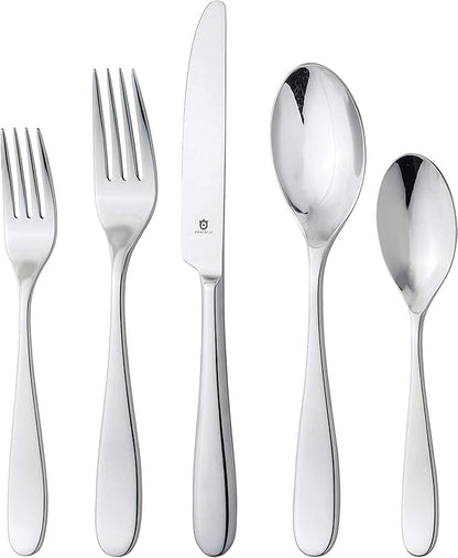 Silverware Set for 24 – 18/10 Stainless Steel Flatware, Mirror Finish, Dishwasher Safe, Durable and Elegant, Rust Resistant, Perfect for Entertaining (120-Piece Set, Fidenza)