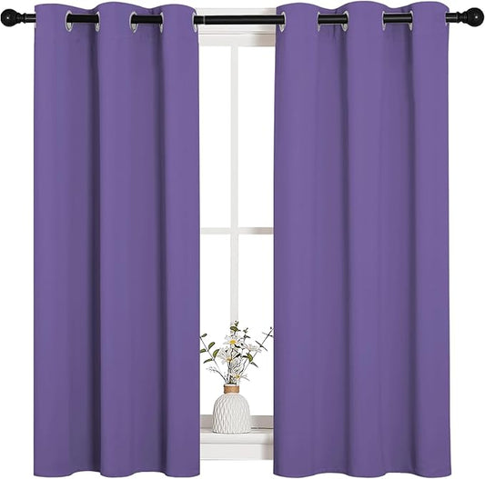 NICETOWN Bedroom Curtain Panels Blackout Draperies, Thermal Insulated Solid Grommet Blackout Curtains/Drapes (Lilac Purple, 1 Pair, 34 by 45-inch)