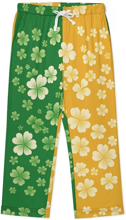 Lemons Leaves Ceramic Style Womens Pajama Set Long Sleeve Pajamas Top And Pants Soft Loungewear Pjs Sets