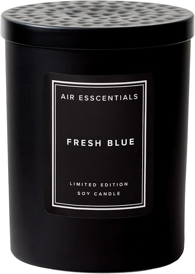 Air Esscentials Clean Scented Soy Candles, Soy Wax Blend with Luxury Fragrance, Aromatherapy Candle for Home & Office, 70 Hour Burn Time, Fresh Blue, 11 oz.