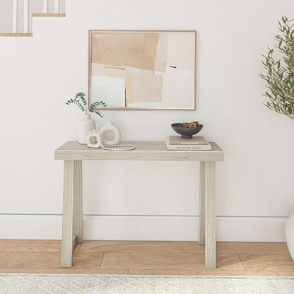Plank+Beam Classic 46 Inch Console Table, Solid Pine Wood Entryway Table, Narrow Sofa Table for Hallway or Living Room, White Sand