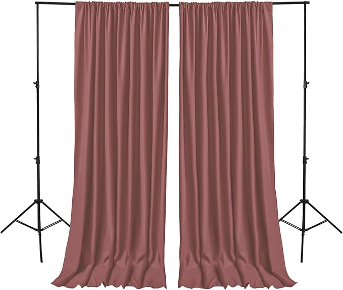 Hiasan 10ftx10ft Dusty Rose Backdrop Curtains for Parties, Polyester Photography Backdrop Drapes for Family Gatherings, Wedding Decorations