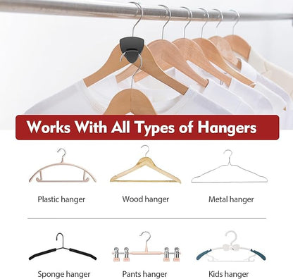 Space Saving Hanger Hooks 20Pcs, Upgrade Heavy Duty Space Saver Hangers Connector Hooks for Clothes, Premium Hanging Closet Organizer for Dorm, Ganchos para Colgar Ropa, Black