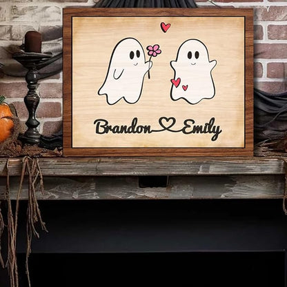 Personalized Forever My Boo Wooden Sign, Ghost Couple Gift, Cute Boo Couples Sign, Custom Names For Couples, Halloween Decor for Couples, Birthday Gift for Boyfriend or Girlfriend Wood Sign sign/2