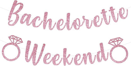 Bachelorette Weekend Banner Bachelorette Party Decor Sign for Bach Party Engagement Bridal Shower Wedding Bride to Be Decorations (Pink)