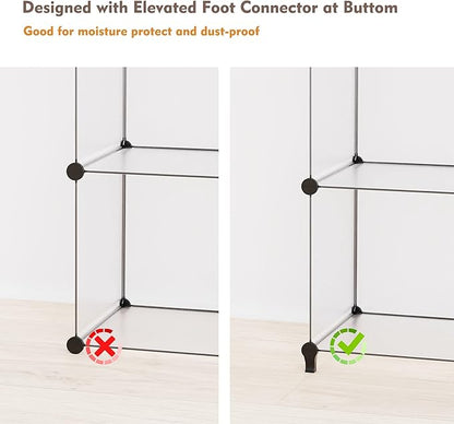 HOMIDEC Closet Organizers and Storage, 9 Cube Storage Organizer, Portable Closet Organizer Storage Cubes Shelves for Clothes, Bedroom, Wardrobe, Kids Room, Bathroom, Transparent
