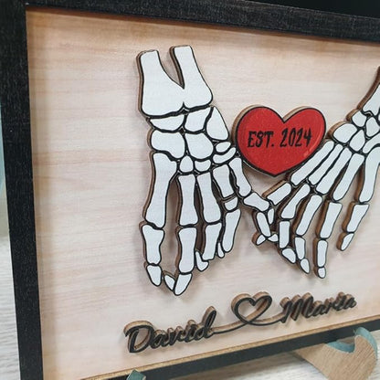 Personalized Forever My Boo Wooden Sign, Wedding Halloween Decorations, Couple Hand Skeleton Wooden Frame, Gothic Decor, Boo Sign, Custom Names For Couples Ghost Wood Sign, Birthday Gift for Boyfriend Girlfriend 3