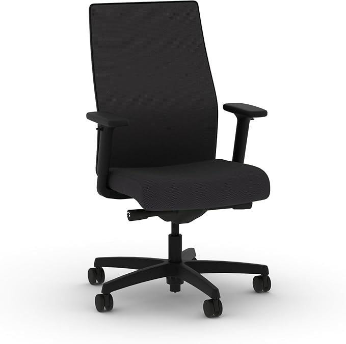 HON Ignition 2.0 Mid Back Task Chair, Spectrum Mesh, Advanced Synchro-Tilt Control, Office Chair with Lumbar Support, Height and Width Adjustable Arms, Black Frame, Onyx