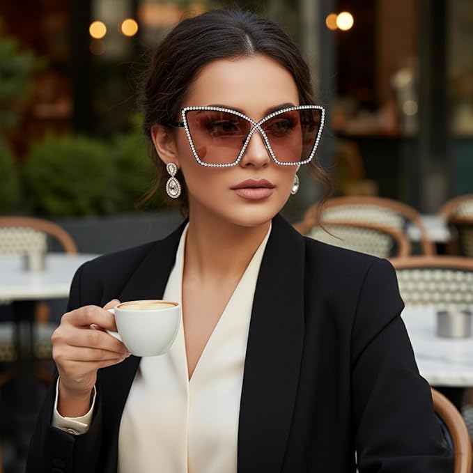 bullabulling Vintage 90s Rimless Rhinestone Sunglasses Fashion Rhombus Crystal diamond Y2K Candy Color Cat Eye Party Glasses