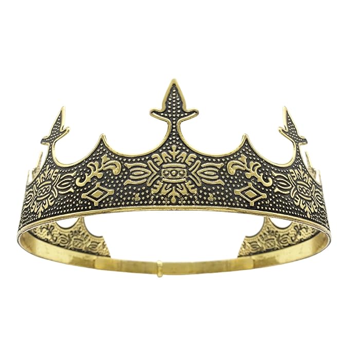 Generic King Crowns for Men, Theme Party Metal Hair Band for Men Headband Black Headbands (Pale Gold)