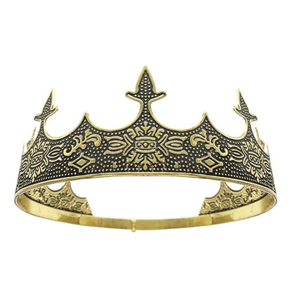 Generic King Crowns for Men, Theme Party Metal Hair Band for Men Headband Black Headbands (Pale Gold)