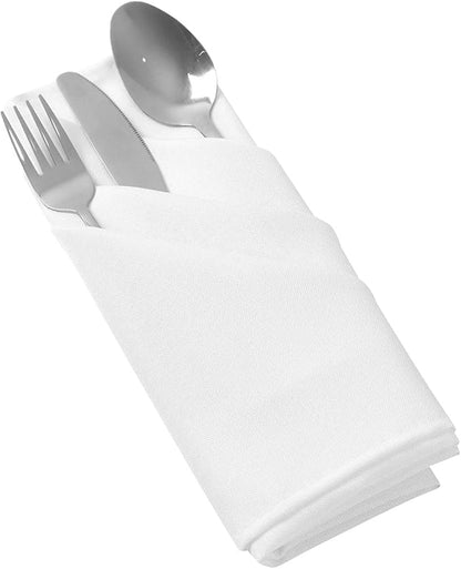 25pcs Polyester Cloth Napkins - 17 x 17 inch White Dinner Washable Napkins with Hemmed Edges for Restaurant/Wedding/Hotel(25,White)