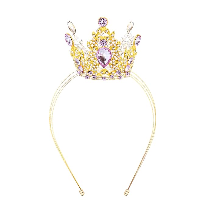VELSCRUN Gold Purple Crystal Tiara Headband, Crowns for Women, Princess Girls Tiaras, Royal Queen Crown Princess Quinceanera Headpieces for Birthday Prom Bride Wedding Pageant Party Hair Band
