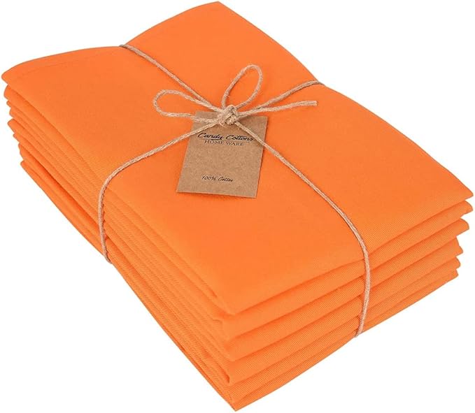 Orange Cloth Dinner Cotton 18x18 in Washable Napkins Cloth|Absorbent Reusable Spring Easter Basket Decor Pk of 6 Table Napkins Cocktail Party Wedding Hotel Cafe Cloth Napkins