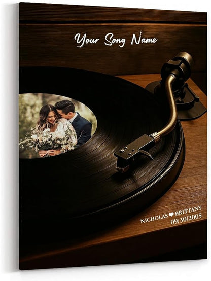 GABITA Personalized Wall Art for Couples, Anniversary Canvas for Couple Parent Grandparent, Our First Dance Canvas Poster, Vinyl Record Wedding Song Lyrics for Anniversary Keepsake 2