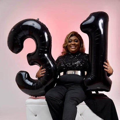 40 Inch Black Foil Balloon Number 1, Giant Self Inflating Number Balloons 0-9 Digital Helium Balloons Set for Girls Boys 1st Birthday Anniversary New Year's Eve Baby Shower Party Decorations Supplies