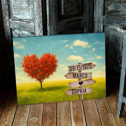 GABITA Personalized Wooden Name Sign Couple Wall Art, Gift for Husband and Wife, Parents, Landscape Picture Frame Gift for Christmas, Boyfriend and Girfriend Valentine Canvas Poster