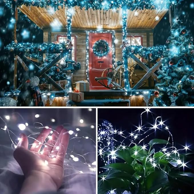Joomer Battery String Lights, 2PACK Total 32FT 100 LED Battery Operated String Light, Twinkle Fairy Lights with Timer for Indoor Decor- Batteries Not Included (White)