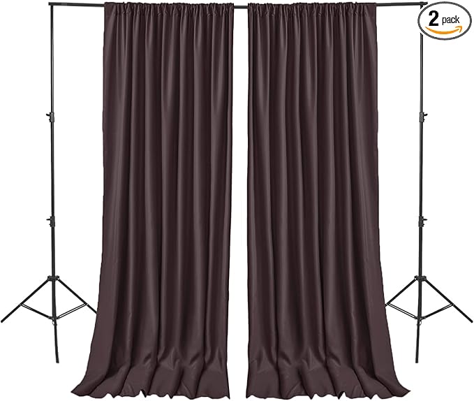 Hiasan Brown Backdrop Curtains for Parties, Polyester Photography Backdrop Drapes for Family Gatherings, Wedding Decorations, 5ftx10ft, Set of 2 Panels