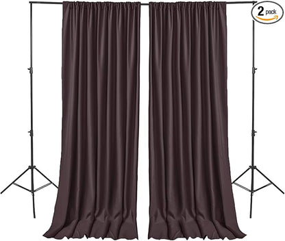 Hiasan Brown Backdrop Curtains for Parties, Polyester Photography Backdrop Drapes for Family Gatherings, Wedding Decorations, 5ftx10ft, Set of 2 Panels