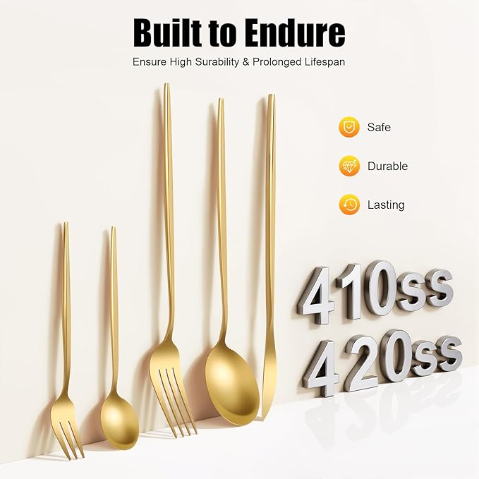 90 Piece Gold Flatware Set,Stainless Steel Silverware Cutlery Set Service for 18 with Dinner Knives Forks Spoons,Luxury Gold Utensils for Wedding Restaurant Home Dining