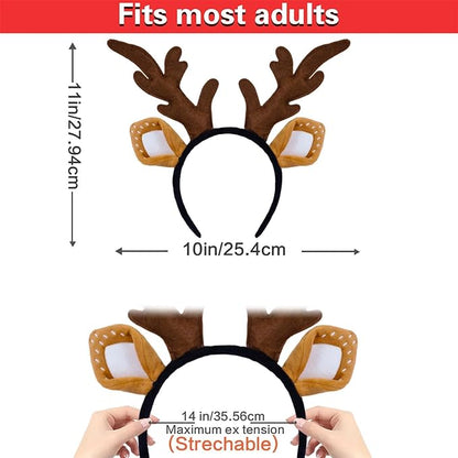 SIOTMERA Deer Antlers Headband, Realistic Reindeer Antlers Headbands Adults,Deer Ears Fashion Head Wear for Washing Makeup Halloween Christmas Party