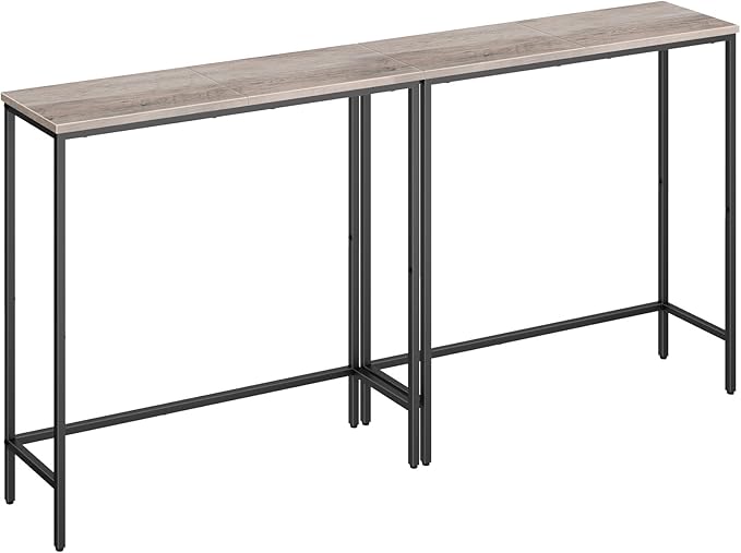 HOOBRO 2 Pack Narrow Console Table, 29.5" Small Entryway Table, Thin Long Sofa Side Display Table, for Hallway, Bedroom, Living Room, Foyer, Greige and Black BG75XGP201