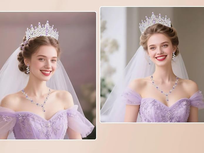 Kamirola Tiaras and Crowns for Women,Tiaras Earrings Necklace, Crystal Bridal Jewelry Set (TR48)