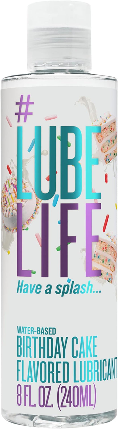 LubeLife Water-Based Birthday Cake Flavored Lubricant, Personal Lube for Men, Women and Couples, Made Without Added Sugar, 8 Fl Oz