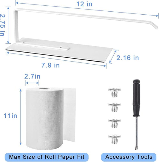 Magnetic Paper Towel Holder for Fridge, Toilet Paper Roll Holder Magnetic Paper Towel Rack Wall Mount Fridge Organizer for Papers Towels Roll Bathroom Toilet Garage RV Decor Kitchen Organization White