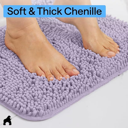 GORILLA GRIP Bathroom Rug Sets, Soft Chenille 2 Piece Area Rugs Set, Toilet Base Mat and 30x20 Carpet, Absorbent Microfiber Washable Mats Dry Quickly, Home Décor and Bath Room Accessories, Lt Purple