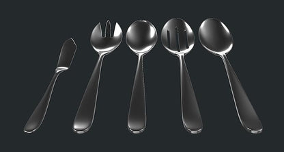 Serving Utensil Set – 18/10 Stainless Steel Serving Spoons, Salad Servers, Butter Knives, Mirror Finish, Dishwasher Safe, Elegant and Durable (10-Piece Serving Set, Fidenza)