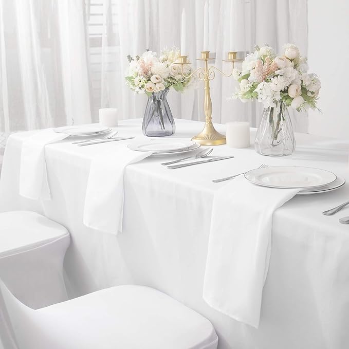 25pcs Polyester Cloth Napkins - 20 x 20 inch White Dinner Washable Napkins with Hemmed Edges for Restaurant/Wedding/Hotel(25,White)