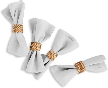 Solino Home Linen Napkins Set of 4-100% Pure Linen Silver Cloud Dinner Napkins Cloth 20 x 20 Inch for Fall, Autumn - Fete, Handcrafted and Machine Washable