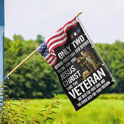 FLAGWIX American Flag - Veteran Flag Only Two Defining Forces Have Ever Offered To Die For You MLN2751F, House Flag (29.5" x 39.5") - USA Flags Premium Polyester - Decorative Indoor Outdoor Flag