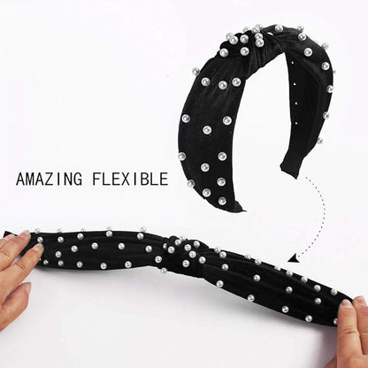 Ivyu Headbands Women Hair Head Bands - Accessories 4 Pcs Velvet Pearl Head Bands Cute Beauty Hairbands Fashion Girls Vintage Hair Boho Wide Bands For Workout GYM Yoga Running