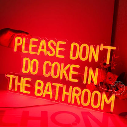 SYLHOME Red Please Don't Do Coke In The Bathroom Led Neon Light Sign Game Room Bedroom Bar Store Wall Decor Sign Birthday Christmas Party Backdrop USB 16.9"X9.2" 5V