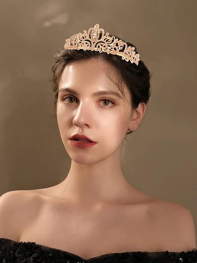 COCIDE Gold Tiara Crowns Crystal Headband Princess Rhinestone Crown with Combs Bride Headbands Bridal Wedding Prom Birthday Party Hair Accessories Jewelry for Women and Girls (M CHAMPAGNE)