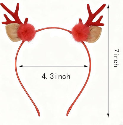 YUYIYANG 1 PC Reindeer Antler Headband Cute Plush Christmas Hairband Reindeer Ear Party Hair Accessory