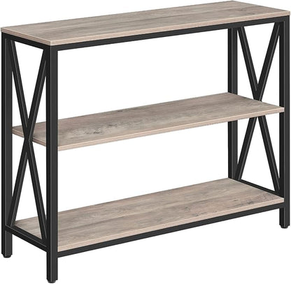 Sofa Table, Industrial Console Table, 3-Tier Narrow Side Table with Open Shelves, Foyer Table for Entryway, Hallway, Kitchen, Living Room and Bedroom, Easy Assembly, Greige CTHG8001Z1